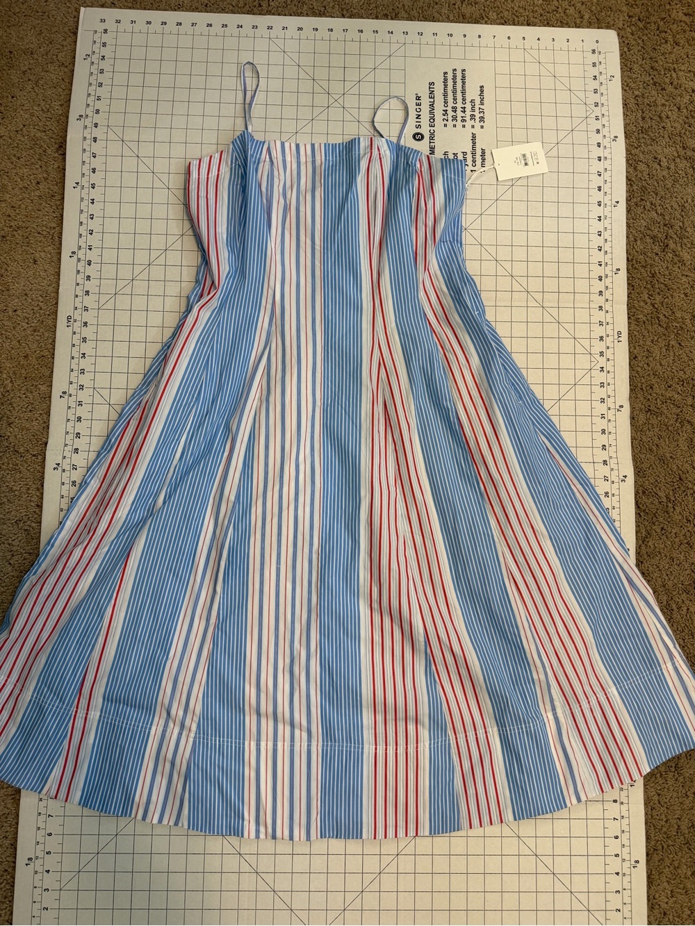 NET Free Assembly Striped Blue, White & Red Maxi Sundress Skirt